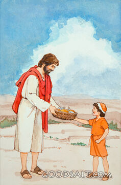 Boy Gives Jesus His Loaves and Fishes