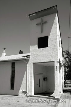 Cross on Stucco Church Black and White