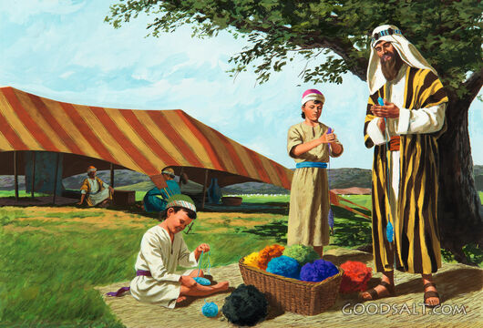 Jacob, Joseph and Benjamin - Spinning Wool for the Coat