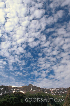 Mountains and Clouded Sky