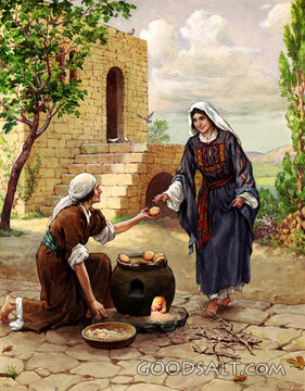 Naomi Handing Bread to Ruth