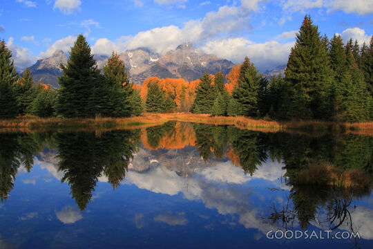 WYOMING. Teton National Park. Teton mountain range and fall