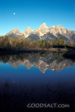Mountains reflecting in a lake.