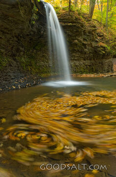 Waterfall Flowing Into Autumn Pond