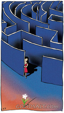 Woman Emerges From Maze